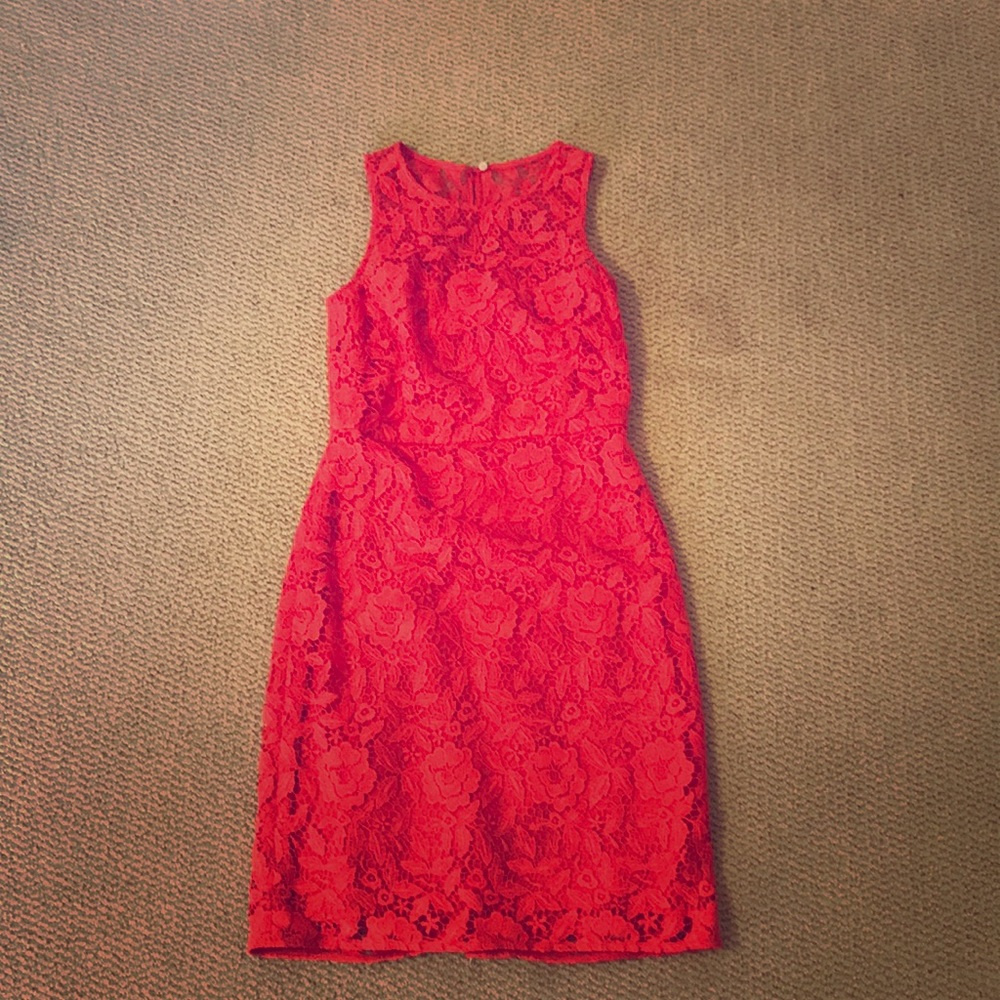 J.Crew Collection coral floral laced dress.